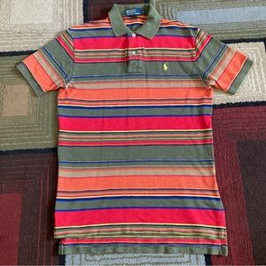 Vintage Polo Ralph Lauren Colorful Striped Polo Shirt Short Sleeve Men Sz Small